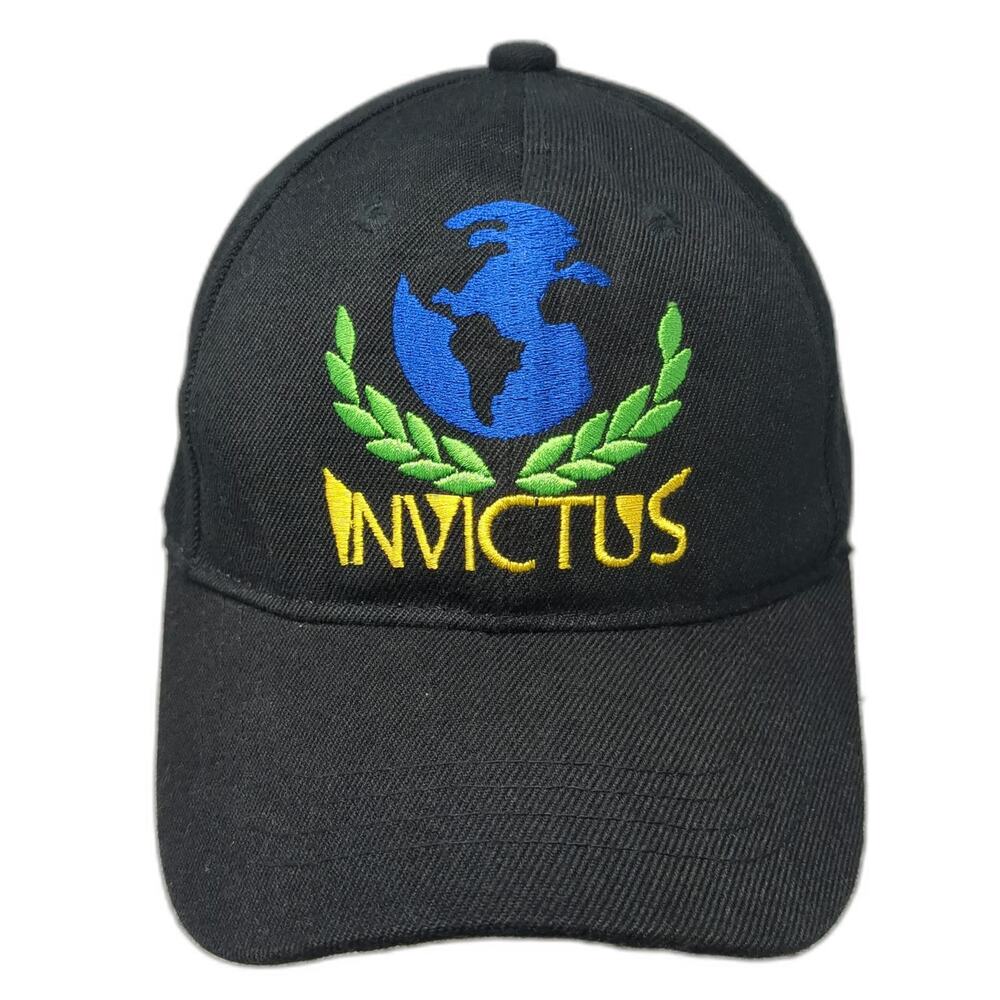 Remo Invictus Embroidered Globe Laurel Wreath Black Baseball Cap Hat One Size